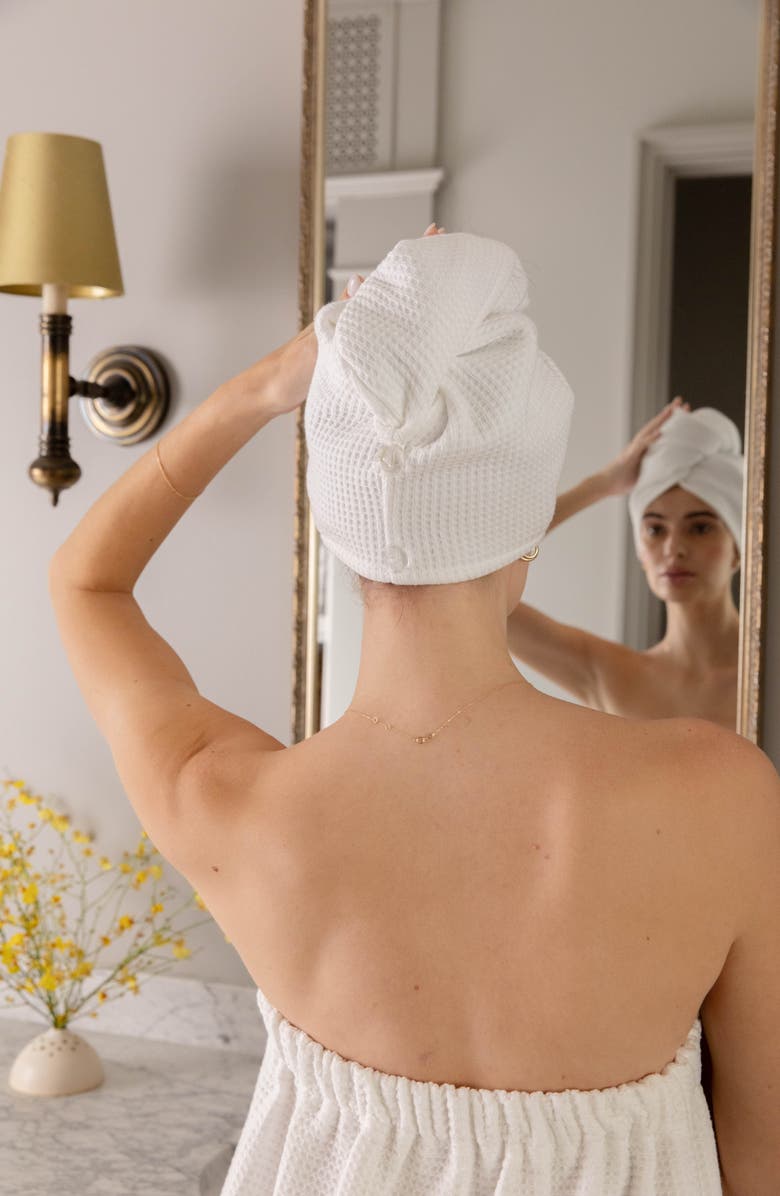 Cozy Earth Waffle Terry Hair Towel, Alternate, color, White