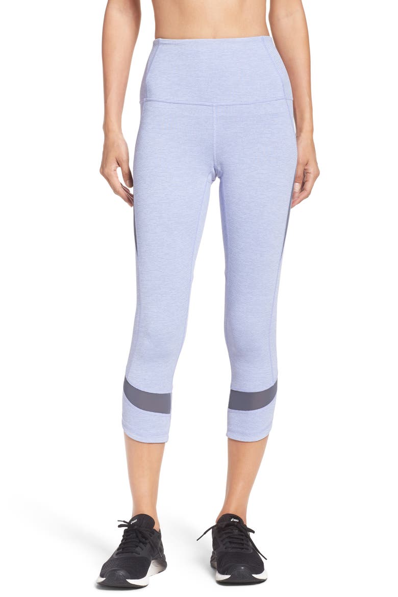 Stellar High Waist Crop Leggings, Main, color, PURPLE JACQUARD STELLAR