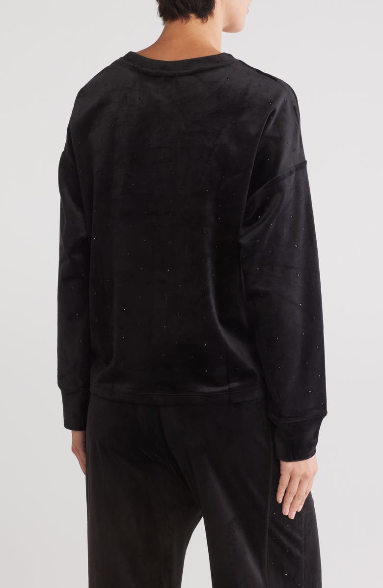 DKNY Platinum Velour Rhinestone Pullover Sweatshirt, Alternate, color, 