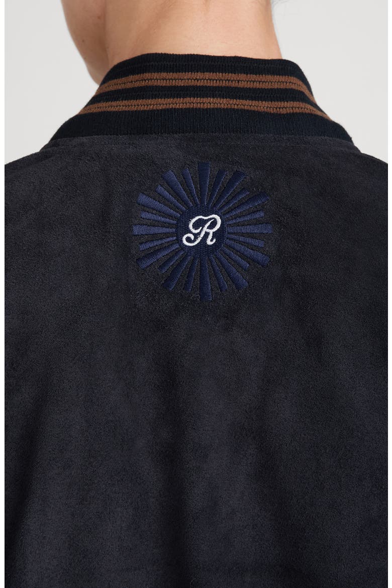 x The Ritz Paris Suede Varsity Jacket, Alternate, color, DARK NAVY MULTI