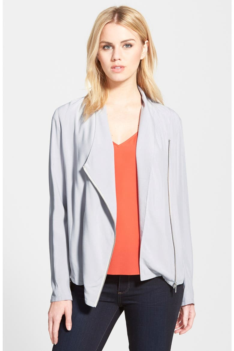 Draped Moto Jacket, Main, color, GREY SCONCE
