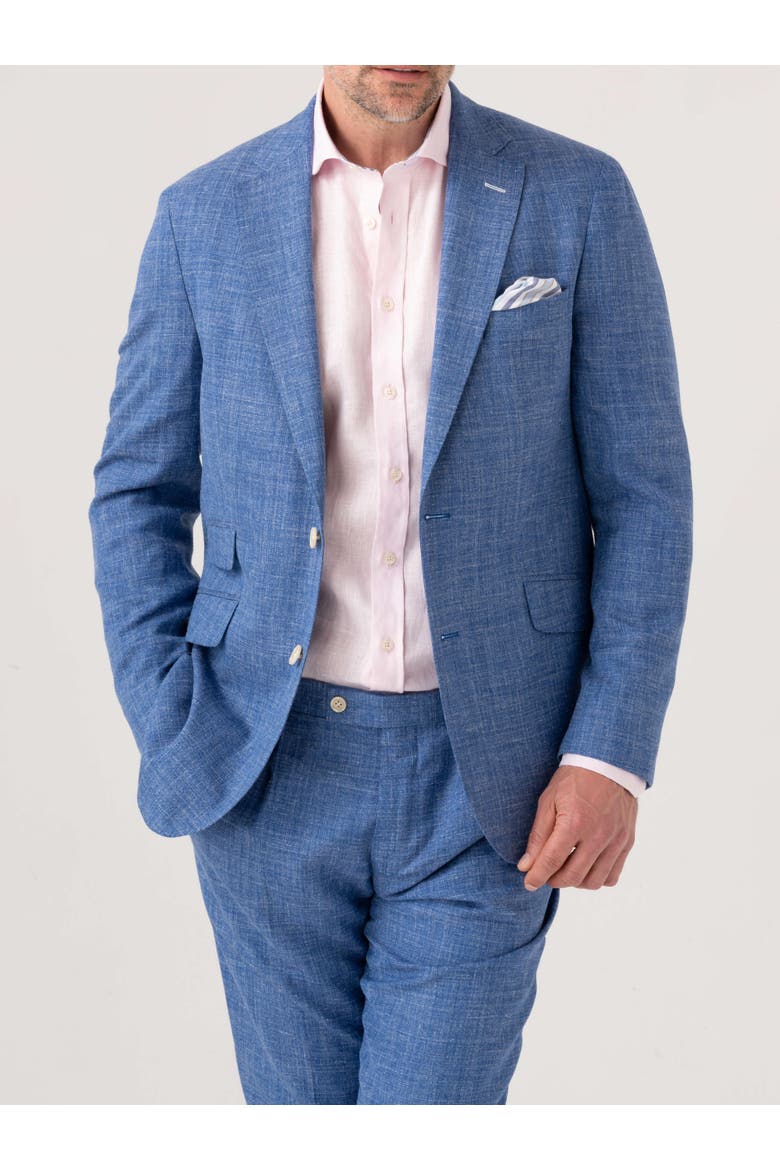 Linen Blend Blazer, Main, color, Blue
