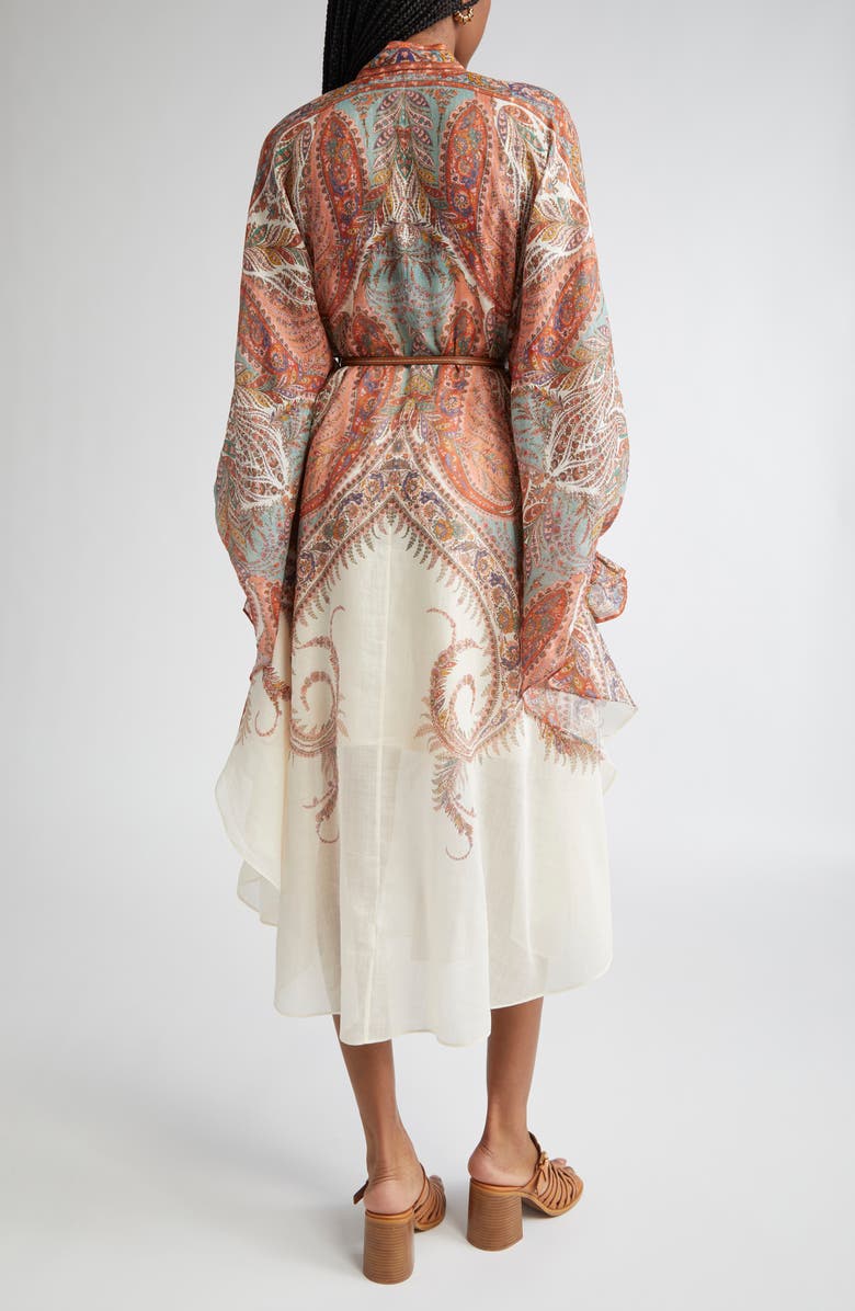 Zimmermann Rhiannon Paisley Tie Neck Long Sleeve Midi Dress, Alternate, color, Cream Paisley