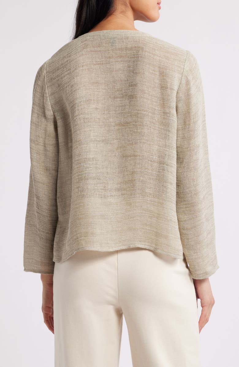 Eileen Fisher V-Neck Organic Linen Blend Button-Up Top, Alternate, color,