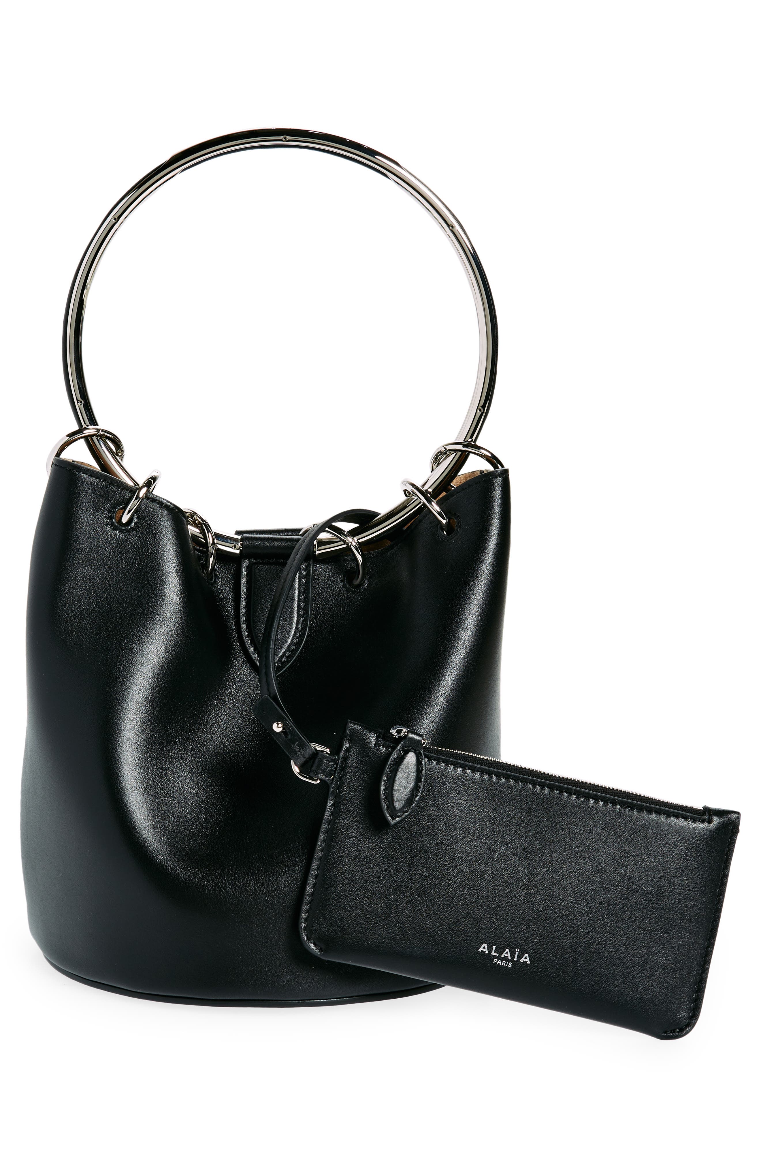 Alaïa Medium Ring Handle Bucket Bag, Alternate, color, 