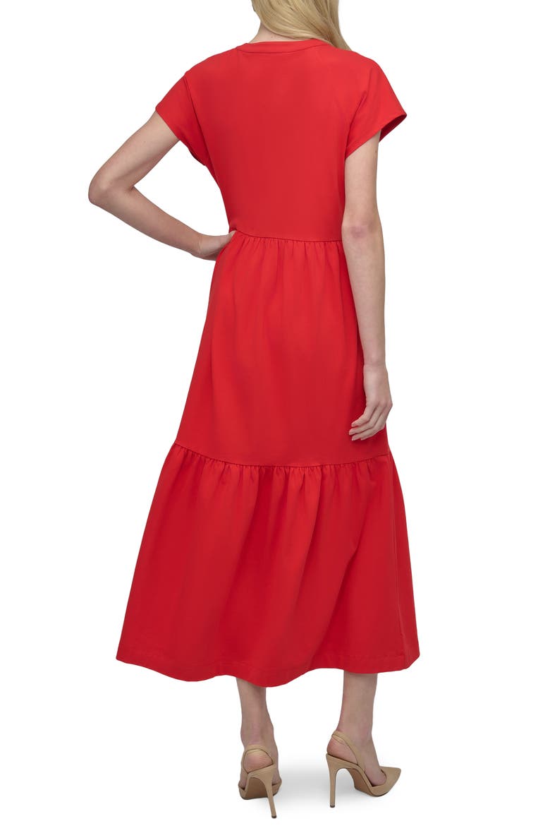 Tiered Stretch Cotton Maxi Dress, Alternate, color, TOMATO