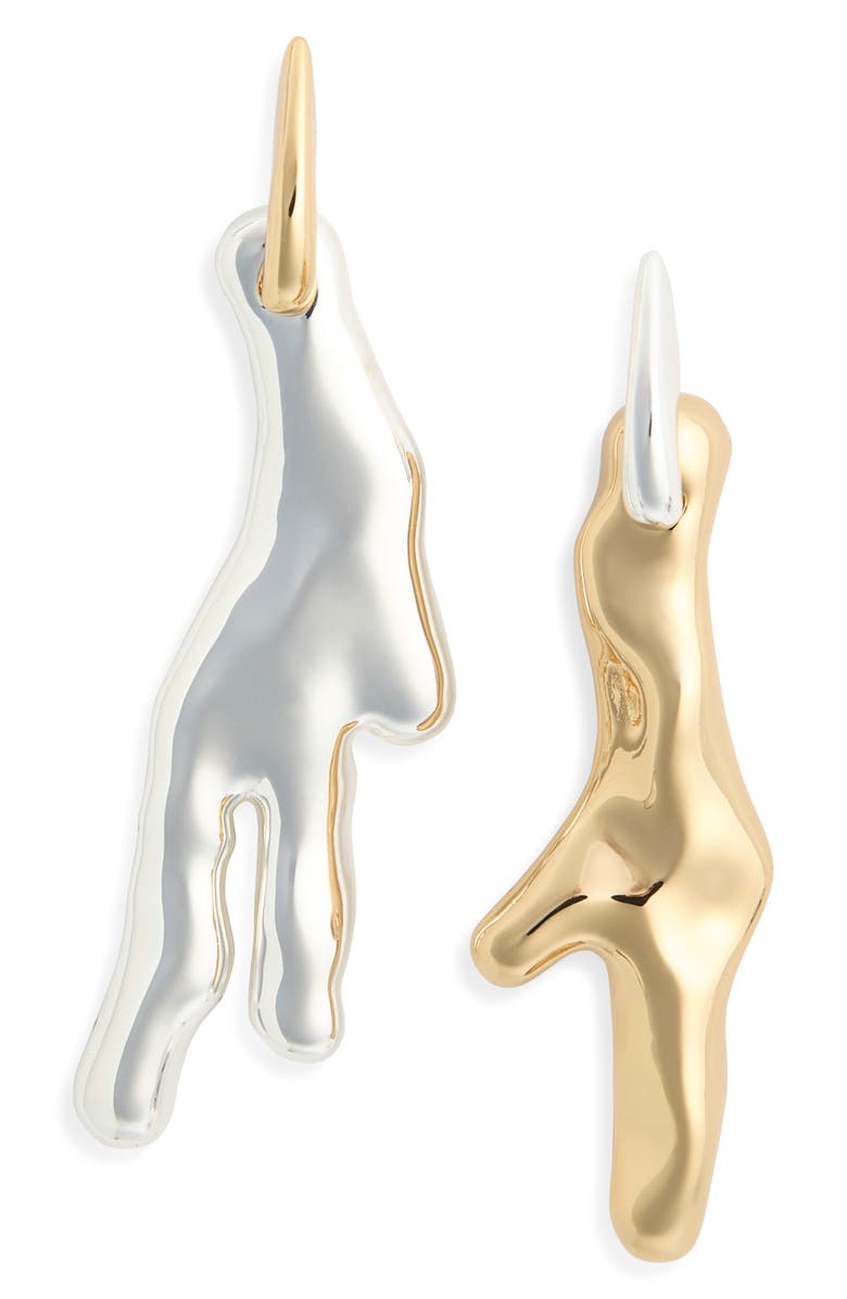 Tory Burch Coral Drop Earrings, Main, color, Light Silver / Light Brass