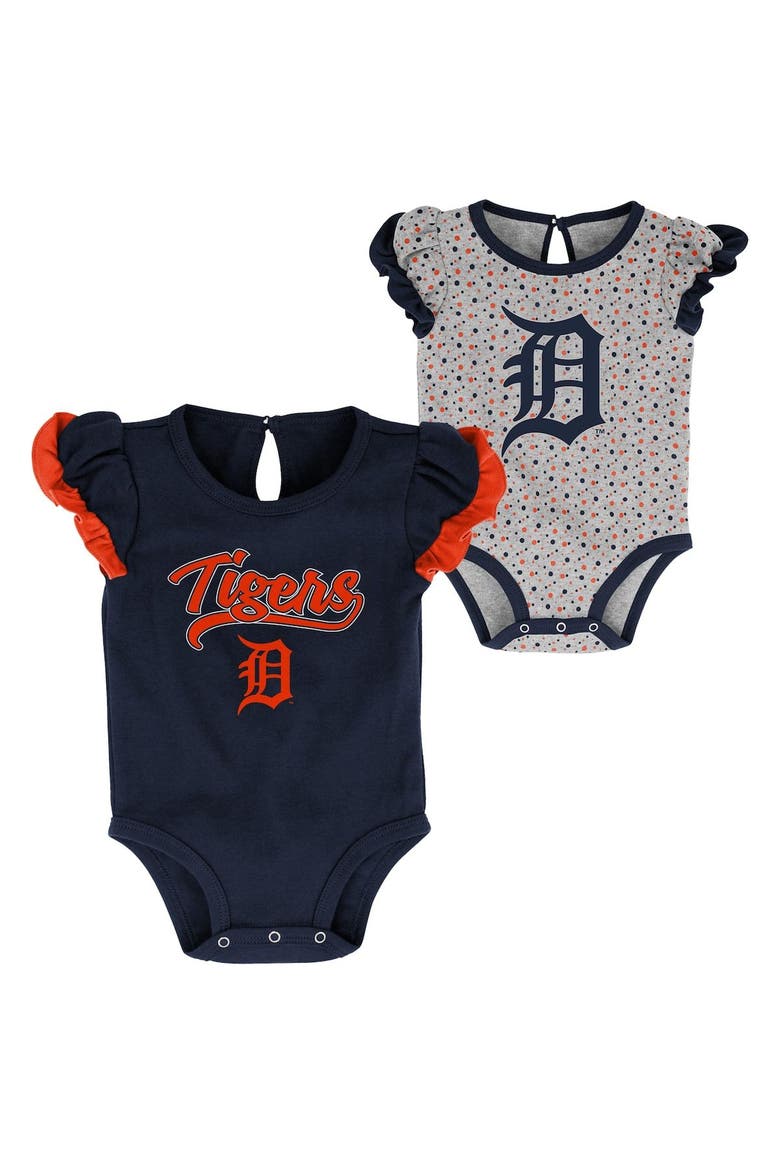 Newborn & Infant Navy/Heathered Gray Detroit Tigers Scream & Shout Two-Pack Bodysuit Set, Main, color, Navy