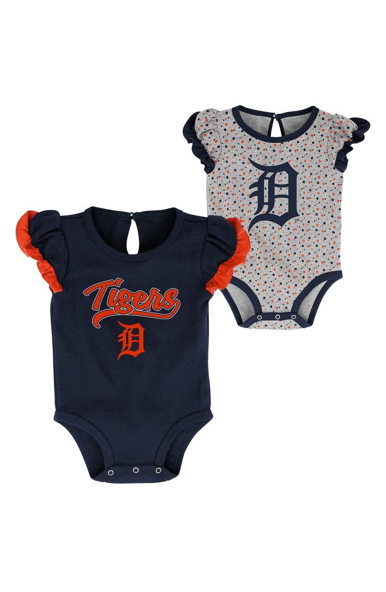 Outerstuff Newborn & Infant Navy/Heathered Gray Detroit Tigers Scream & Shout Two-Pack Bodysuit Set, Main, color, 