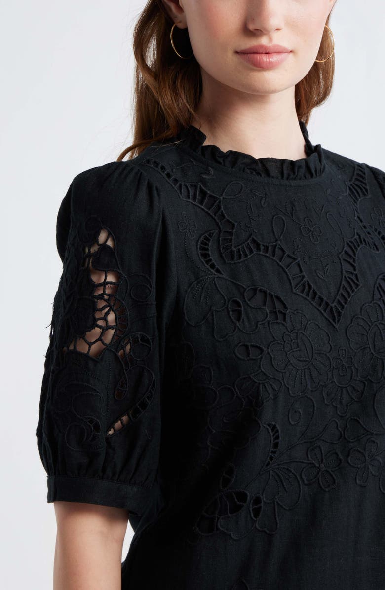 Treasure & Bond Cutwork Embroidery Minidress, Alternate, color, Black