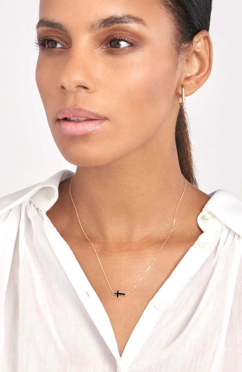 HAWLEY ST 14K Gold Enamel Cross Pendant Necklace, Alternate, color, 