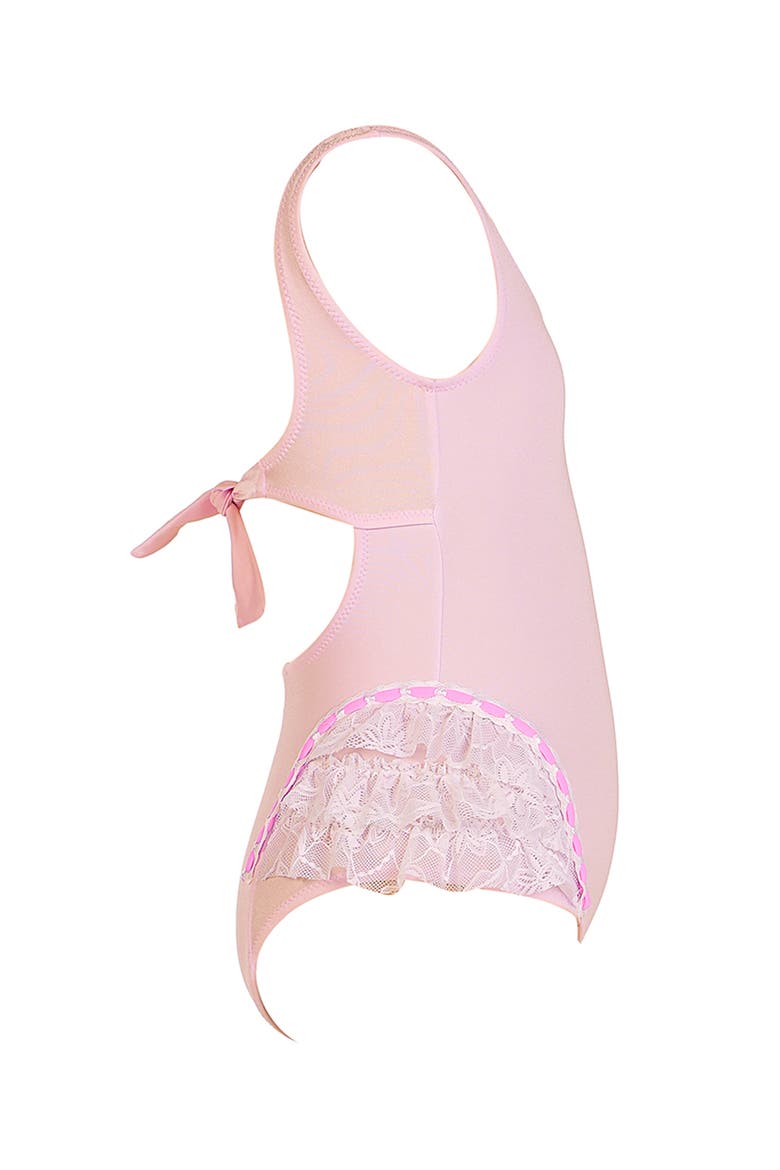 Triple-Layered Lace Ruffle One-Piece Swimsuit, Alternate, color, Pink