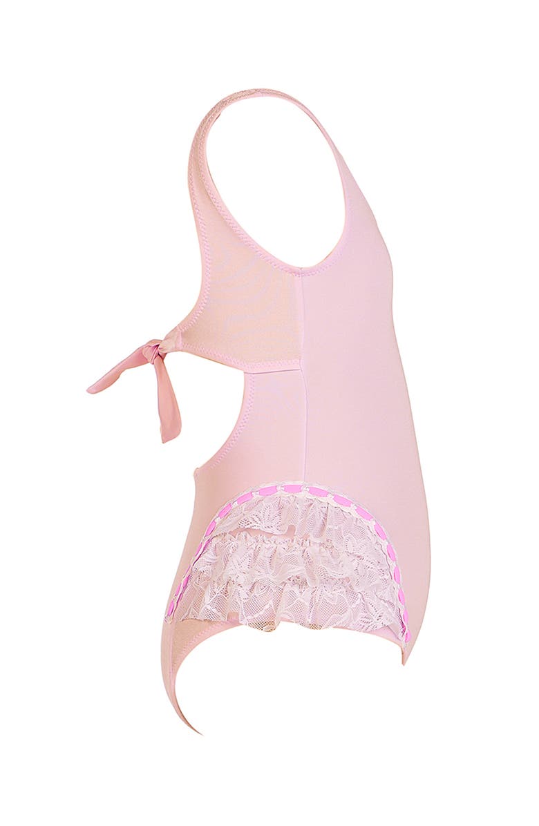 NESSI BYRD Triple-Layered Lace Ruffle One-Piece Swimsuit, Alternate, color, Pink