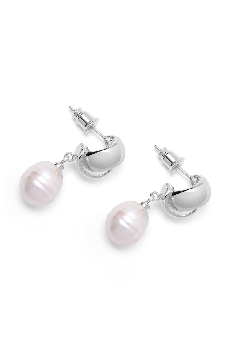 Pearl Drop Earrings, Main, color, Silver