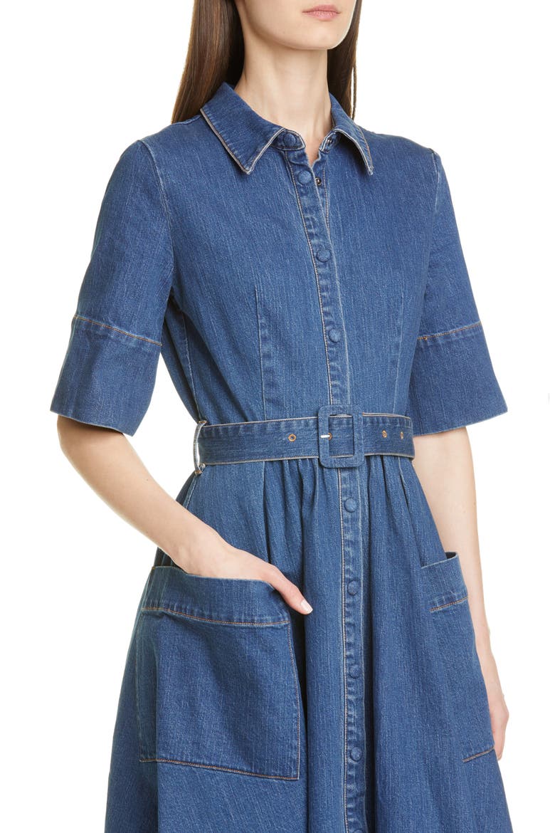 Denim Midi Shirtdress, Alternate, color, INDIGO