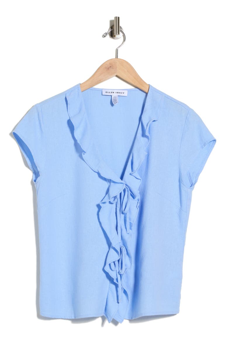 Ruffle Tie Front Top, Alternate, color, HYDRANGEA