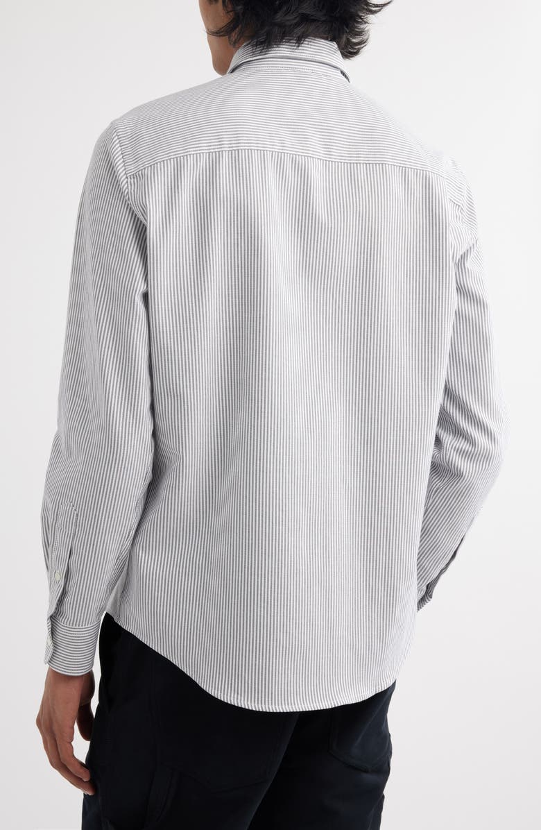 AMI PARIS Ami de Coeur Stripe Cotton Oxford Button-Down Shirt, Alternate, color, Black/Natural White/039