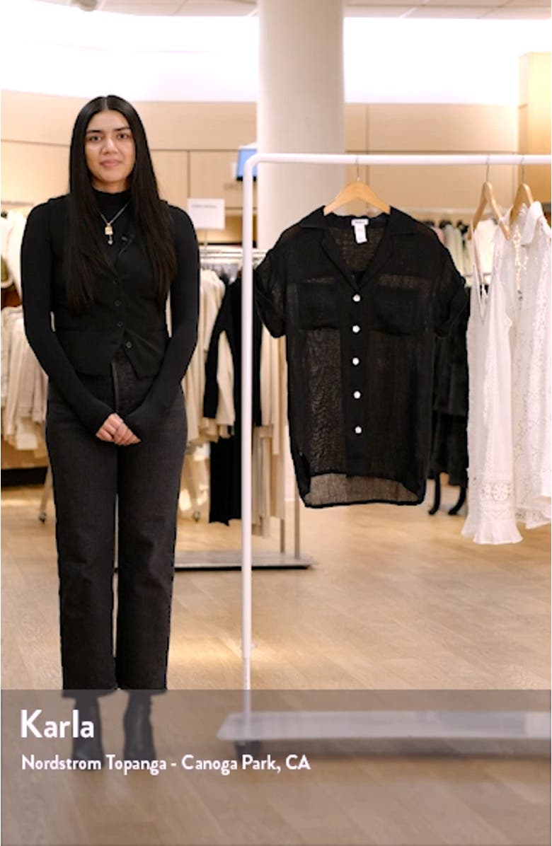 Playa Pocket Linen Cover-Up Button-Up Shirt, sales video thumbnail