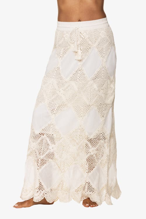 Helen Jon Scallop Crochet Maxi Skirt/bandeau Dress In Ivory