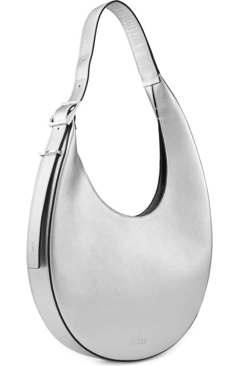 behno Medium Ina Metallic Leather Crescent Shoulder Bag, Alternate, color, Silver