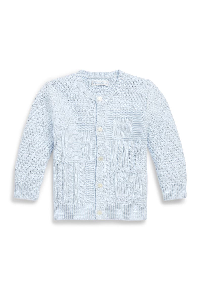Mixed Stitch Cotton Cardigan, Main, color, BERYL BLUE