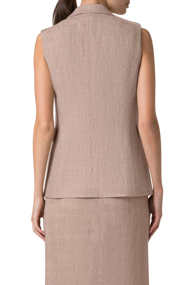 Double Breasted Raw Linen Vest, Alternate, color, BEIGE