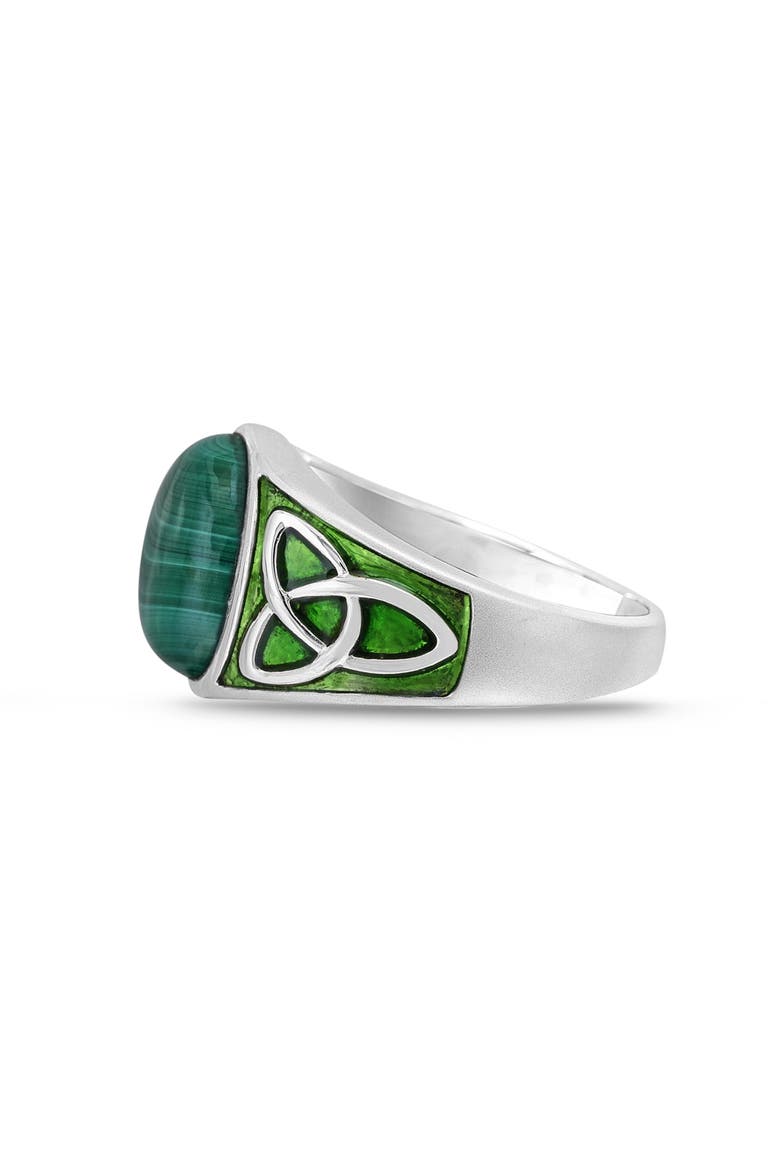 Malachite Sterling Silver Men Signet Ring With Enamel, Alternate, color, Silver