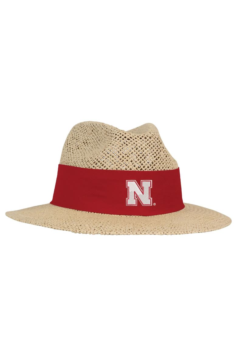 Men's Ahead Tan Nebraska Huskers Wellington Gambler Straw Hat, Main, color, Tan