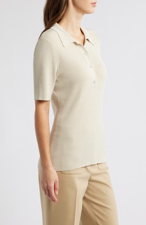 Tahari Asl Rib Polo In Ecru