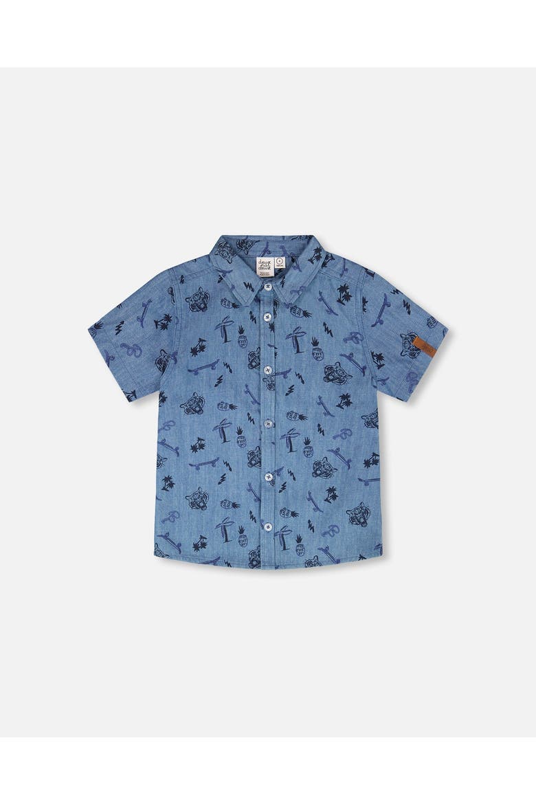 Chambray Skateboards Short-Sleeve Shirt, Main, color, Blue Chambray Skate Boards