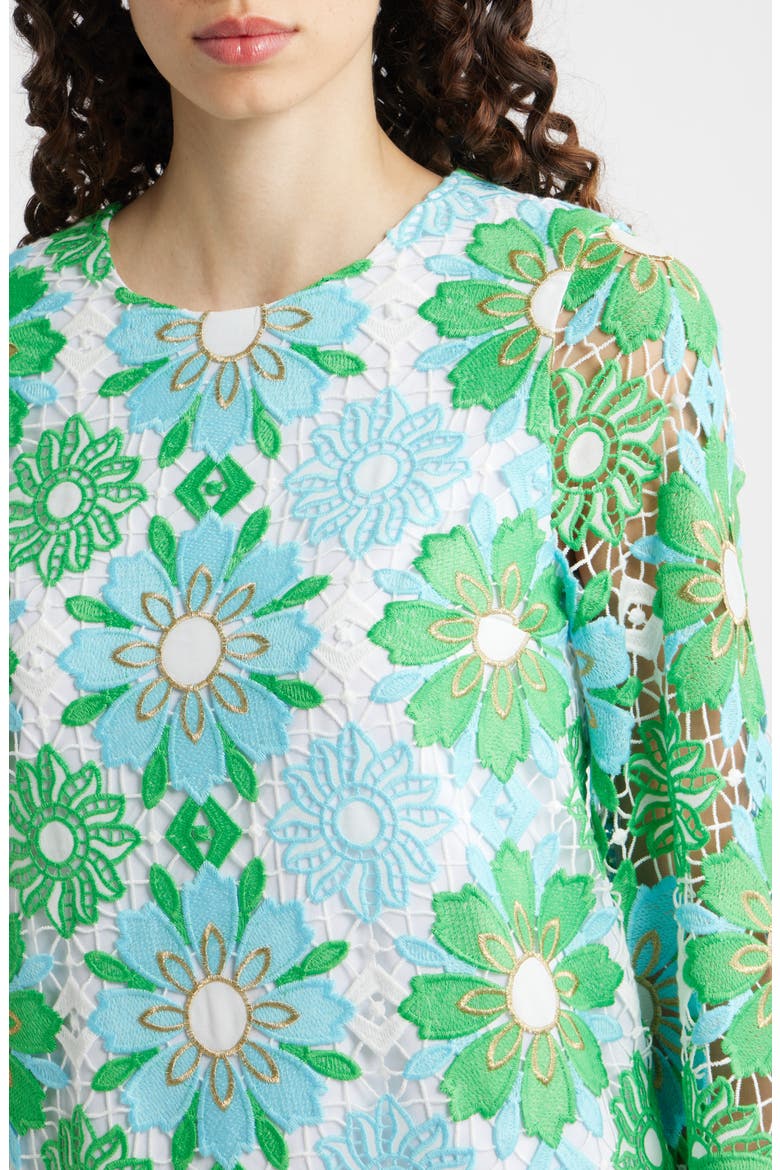 Jouri Metallic Floral Lace Shift Dress, Alternate, color, PUTTING GREEN SUNSHINE