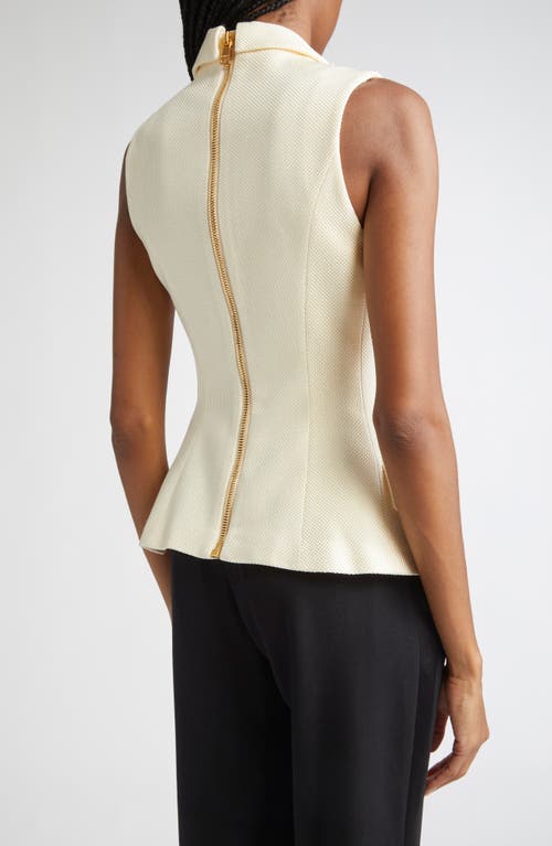 Balmain Jacquard Vest With Flap Pockets And Gold-tone Buttons In Neutral