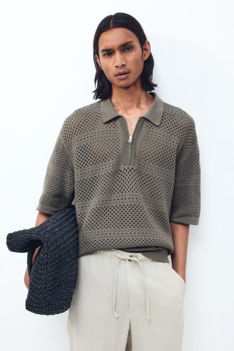 Relaxed Fit Hole-knit Polo Shirt