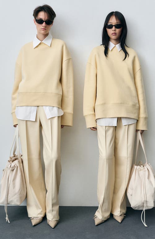 Shop Mango Wide Leg Faux Leather Pants In Ecru