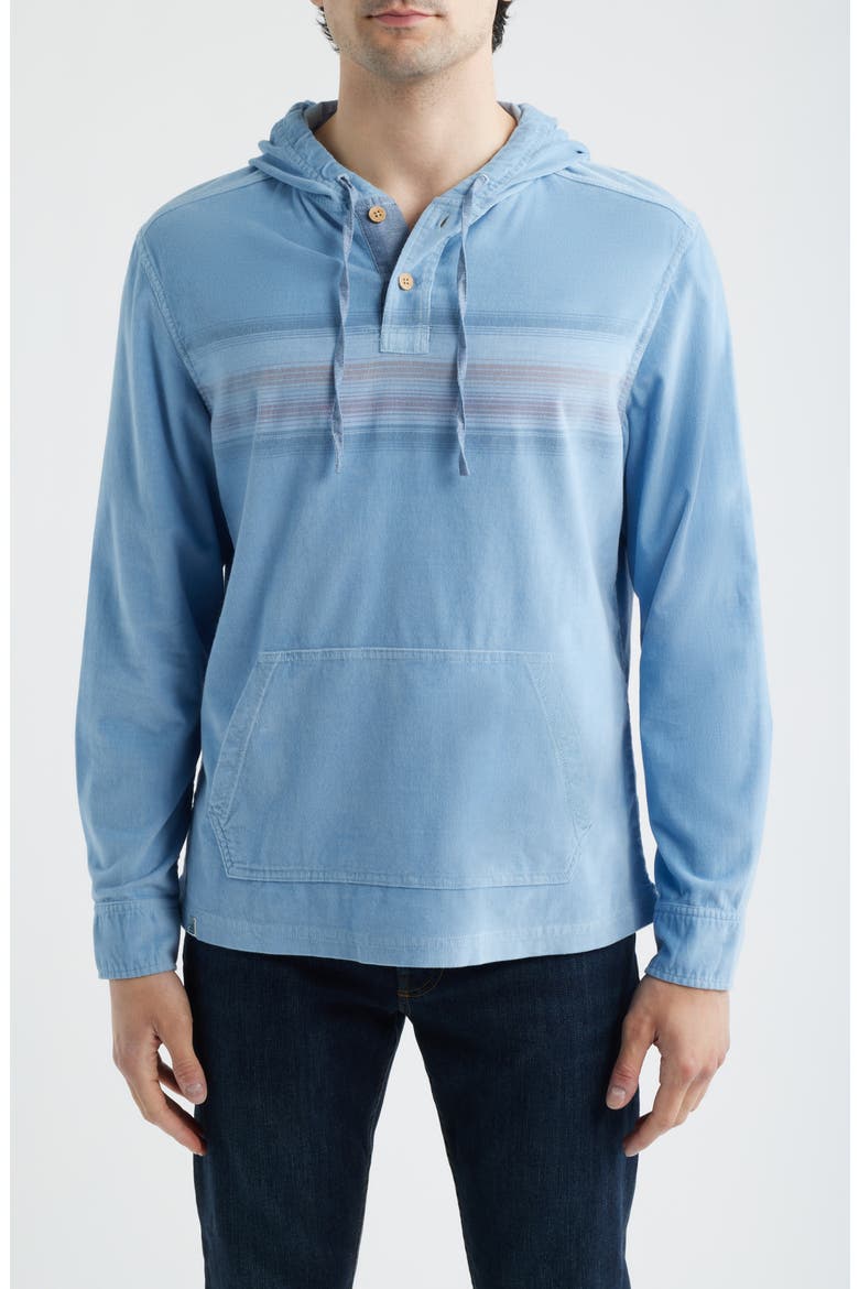 Dorn Washed Stretch Corduroy Henley Hoodie, Main, color, MALIBLU