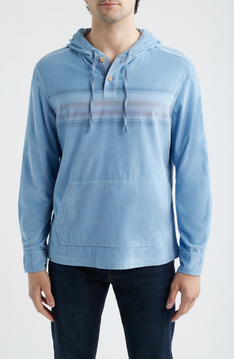 johnnie-O Dorn Washed Stretch Corduroy Henley Hoodie, Main, color, Maliblu