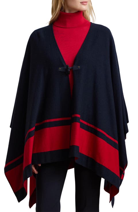 Joy Two-Tone Intarsia Knit Poncho