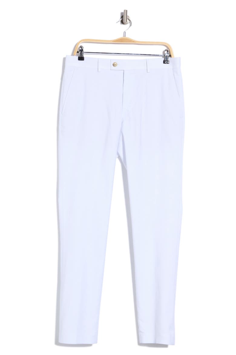 Sharkskin Flat Front Dress Pants, Alternate, color, WHITE