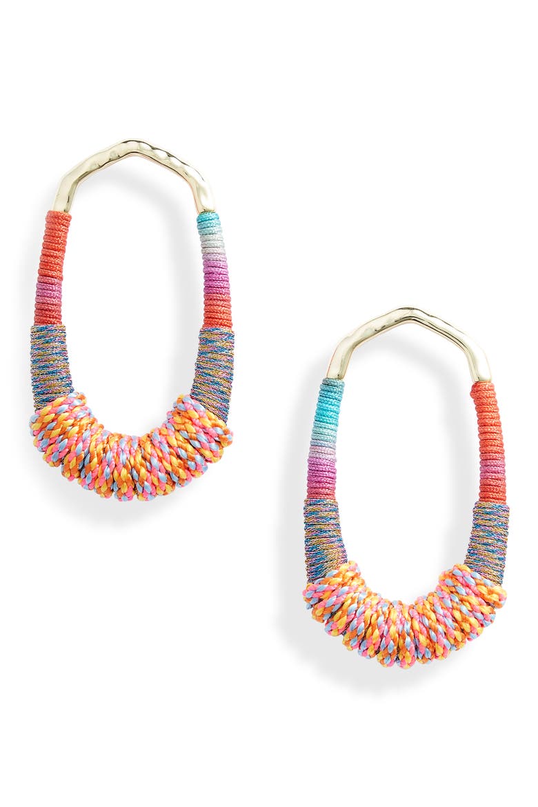 Masie Open Frame Earrings, Main, color, GOLD CORAL MIX