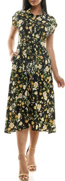 Nina Leonard Floral Short Sleeve Shirtdress