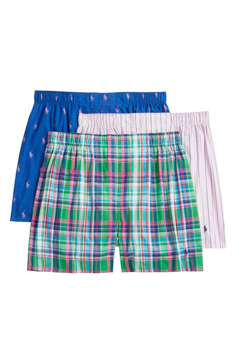 Polo Ralph Lauren 3-Pack Assorted Woven Boxers, Main, color,