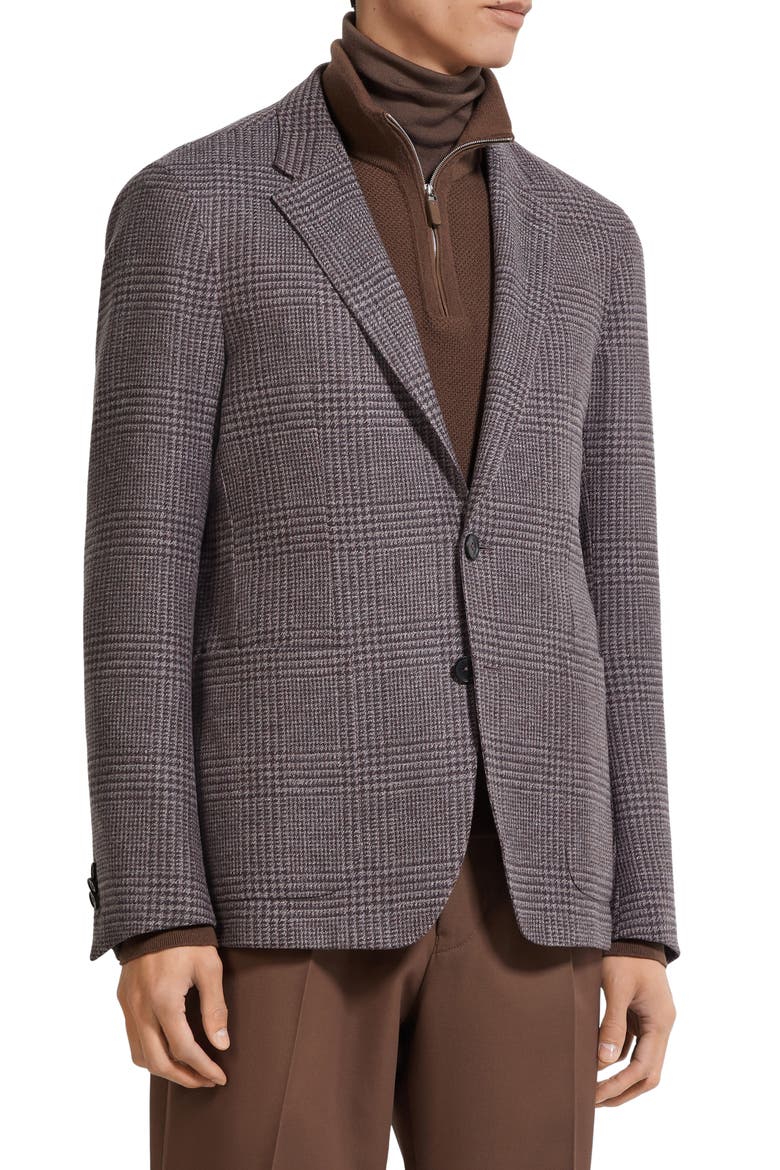 Trofeo Houndstooth Plaid Stretch Wool & Cashmere Sport Coat, Main, color, GREY/PINK