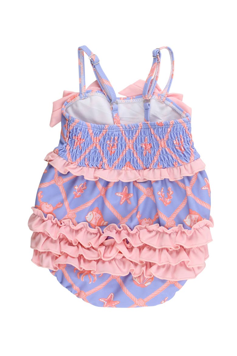UPF50+ One Piece Bow Bubble Romper Swimsuit, Alternate, color, Tropical Trellis