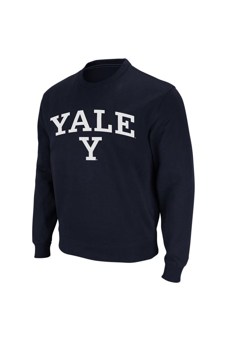 Men's Colosseum Navy Yale Bulldogs Arch & Logo Crew Neck Sweatshirt, Alternate, color, Navy