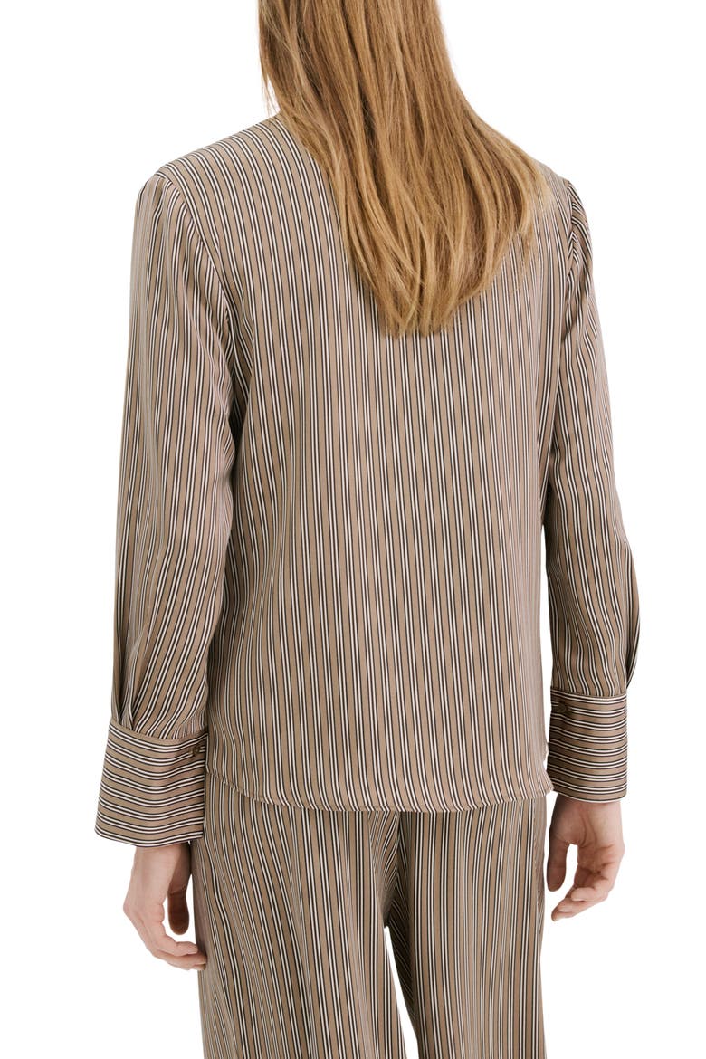 Stripe Satin Button-Up Shirt, Alternate, color, MEDIUM BROWN