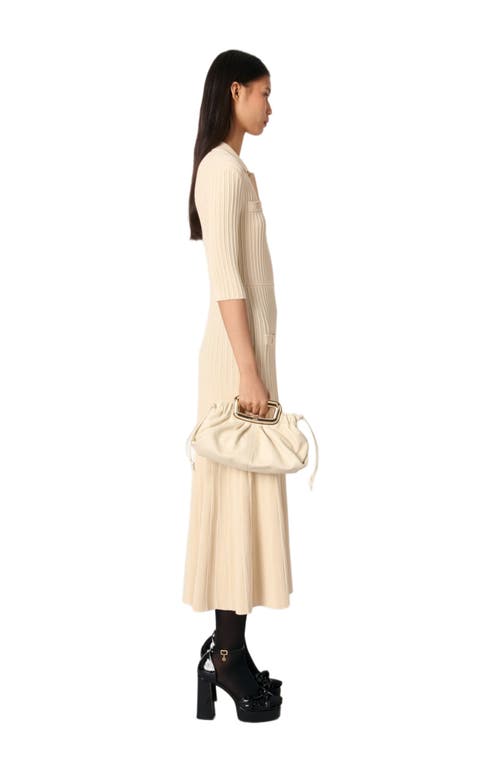 Maje Sequin Knit Midi Dress In Beige