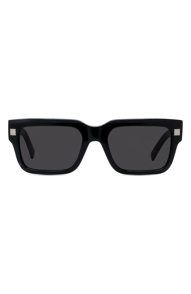 Givenchy GV Day 53mm Square Sunglasses, Main, color, Shiny Black / Smoke
