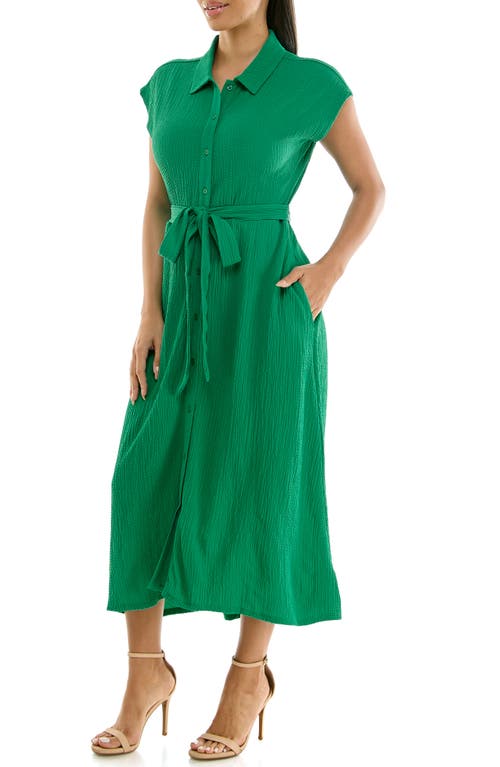 Nina Leonard Cap Sleeve Shirtdress In Spring Forest