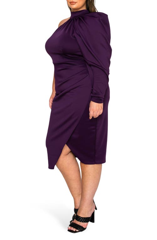 L I V D Gigi One-shoulder Long Sleeve Midi Dress In Blue