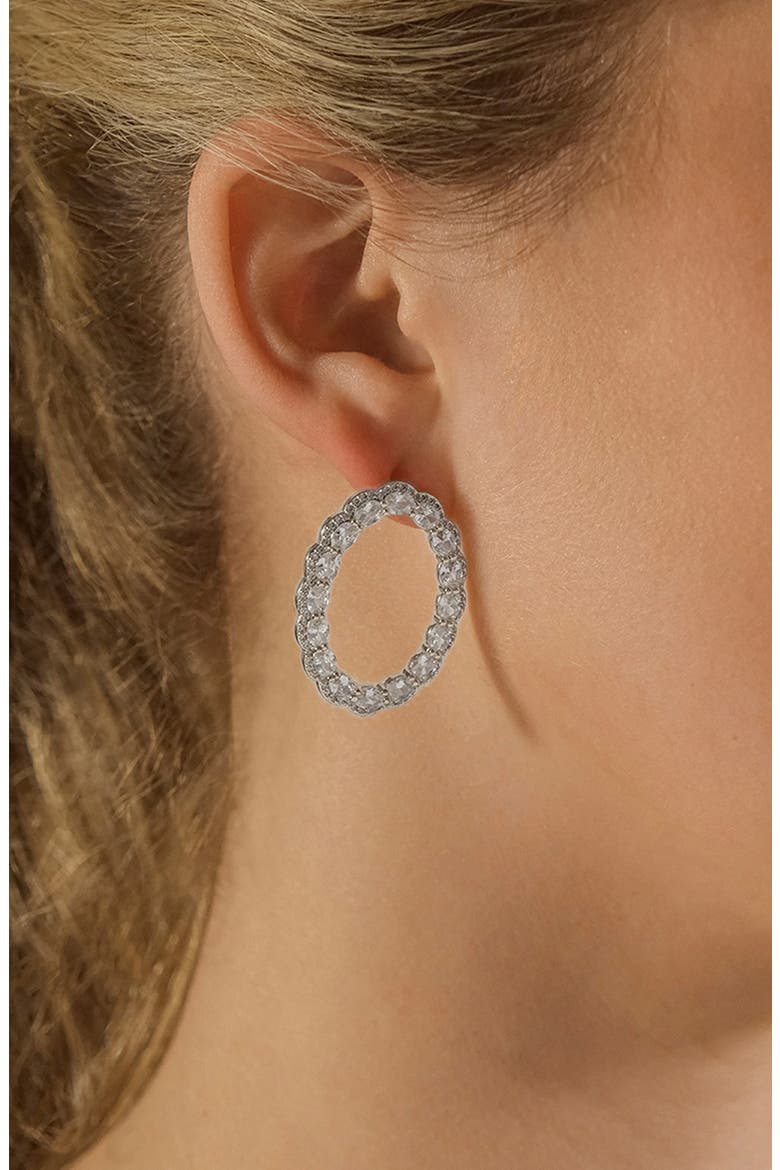 Rosario CZ Front Hoop Earrings, Alternate, color, SILVER